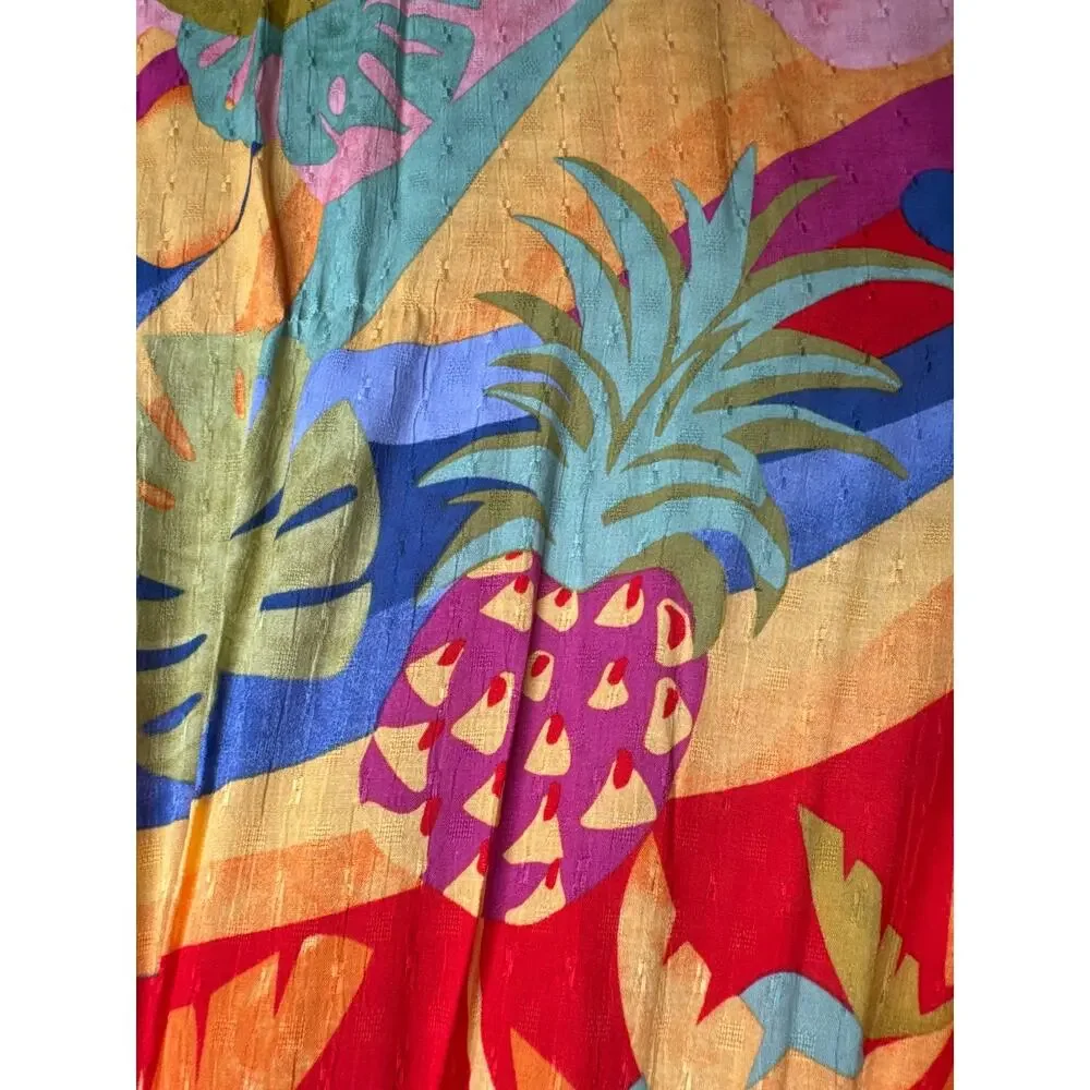 Christian Siriano Tropical Print Maxi Skirt Wrap Tie Colorful Boho Resort Medium